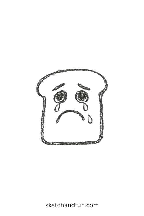 Sad slice of bread forgotten in the toaster, like a goofy ahh drawing easy idea