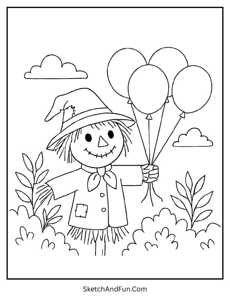Farm festival joy in scarecrow coloring pictures to print