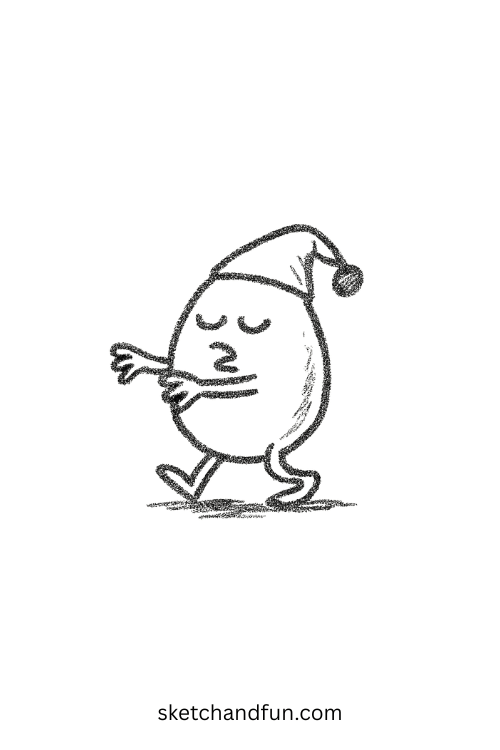 Sleepwalking egg in nightcap bumping into things โ silly drawing prompt thatโs egg-stra funny