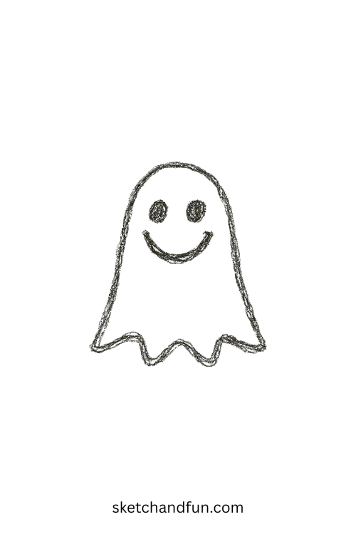 Happy ghost with big eyes and a grin, great for ghost drawing ideas easy projects