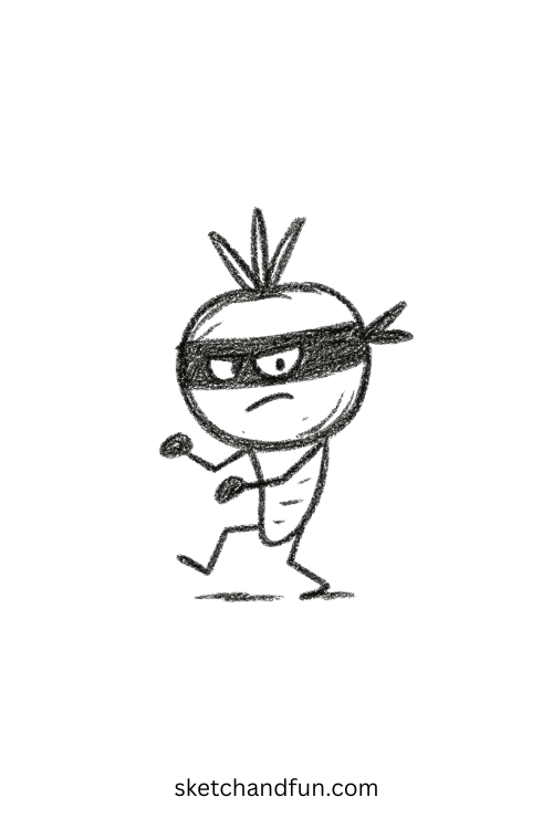 Ninja tomato sneaking past fridge โ a goofy art challenge with stealthy food fun