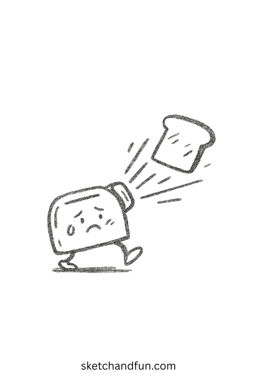 Toaster firing toast lasers, explosive breakfast moment in goofy ahh sketch ideas