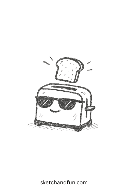 Toaster wearing cool shades with toast popping โ best for Goofy Drawings Pinterest posts
