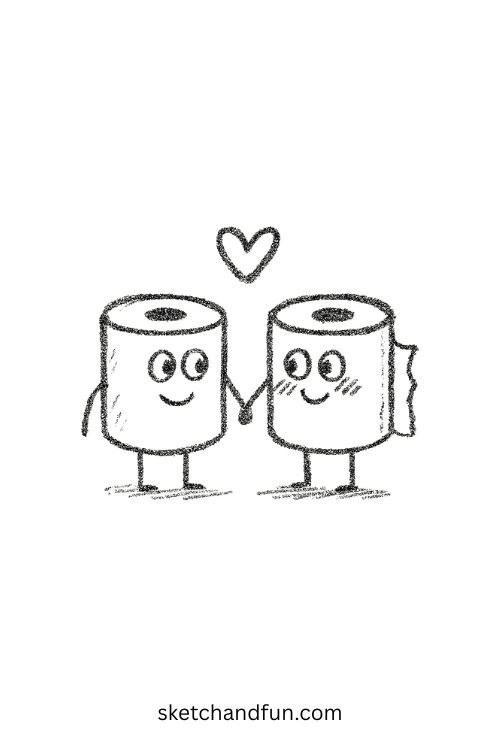 Toilet paper rolls holding hands โ ideal for playful art ideas for children with a love story twist.