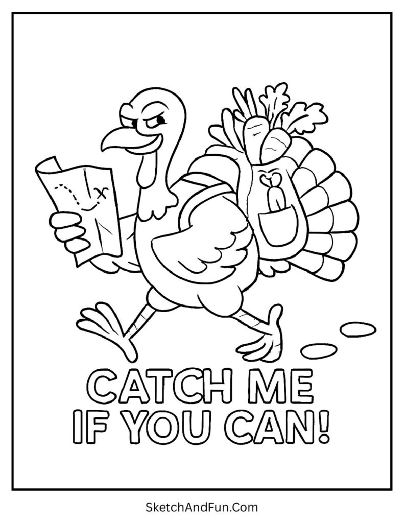 Turkey escaping on thanksgiving coloring pages simple turkey with footprints.