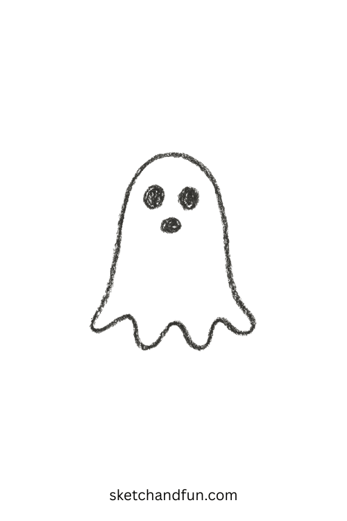 Cute ghost with a wavy sheet-like body, fits any cute ghost drawing theme