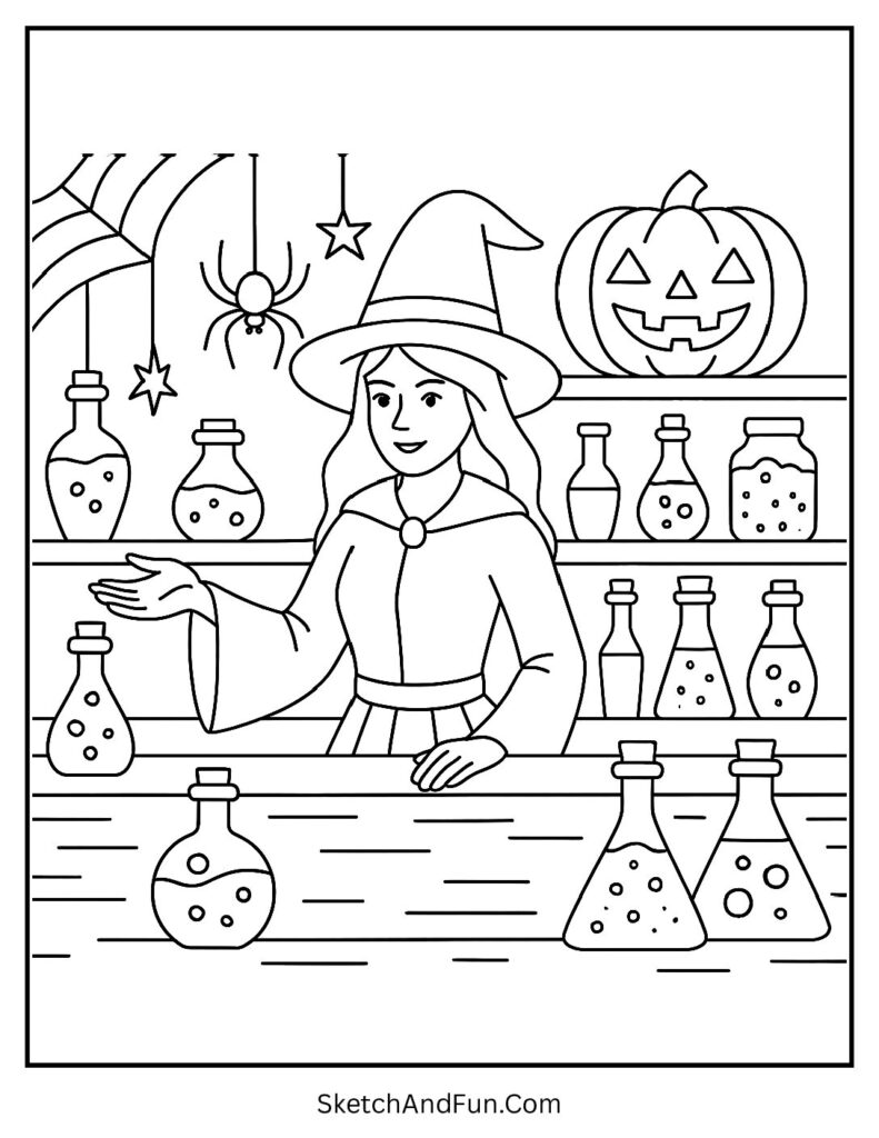 Witchs Potion Shop Coloring Page pdf
