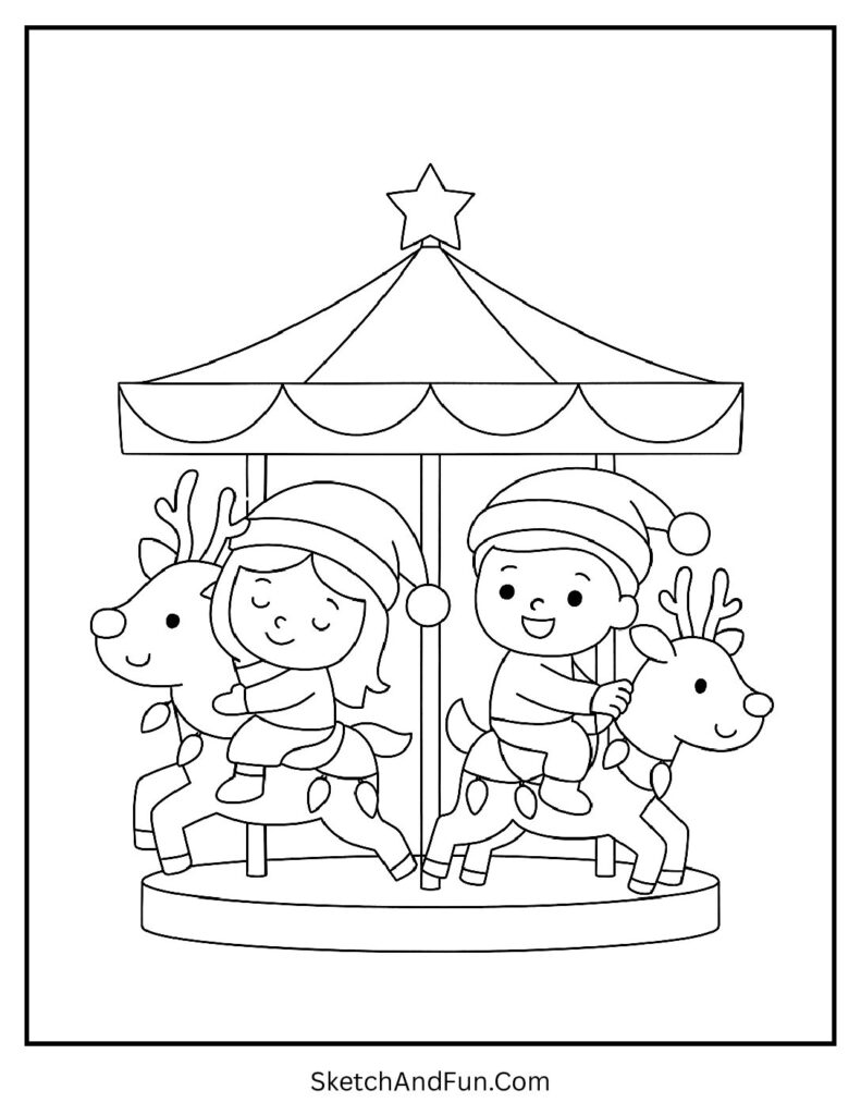 Christmas Carousel Ride Coloring Page 1 pdf
