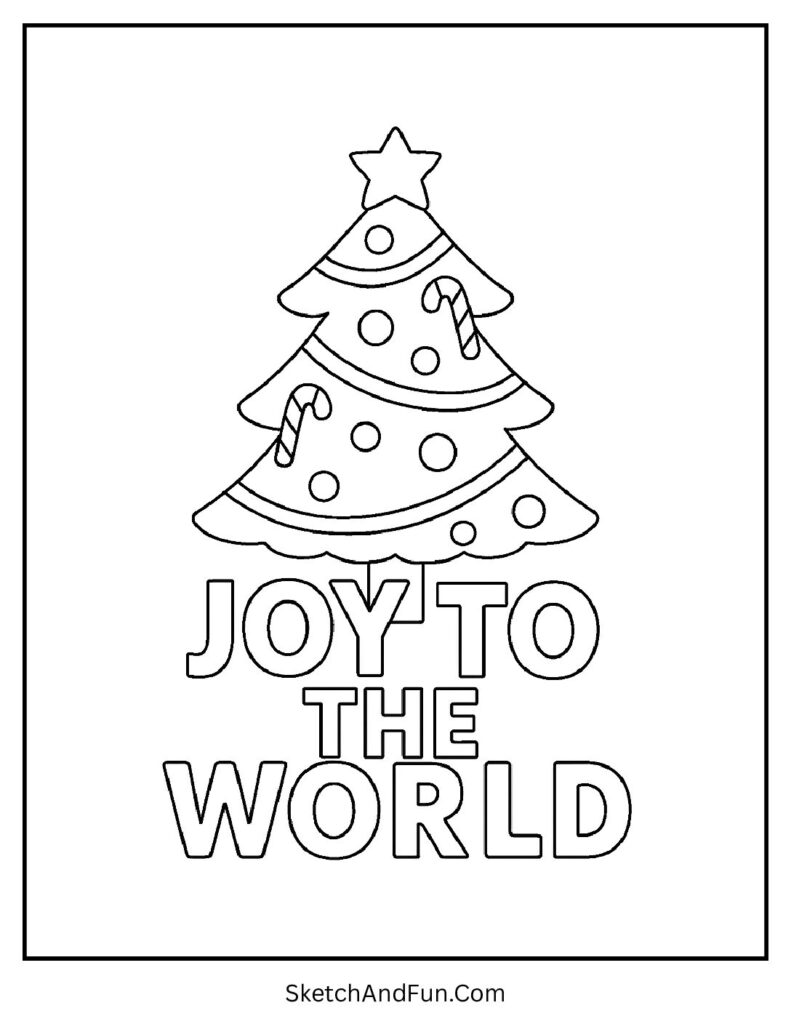 Christmas tree coloring pages printable with Joy to the World text