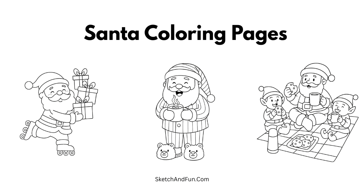 Santa Coloring Pages For Kids