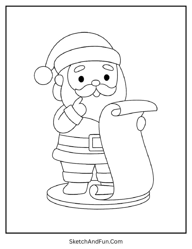 Christmas coloring pages template Santa checking naughty list