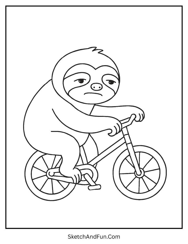Slow biker animal included in sloth coloring pages pdf download.