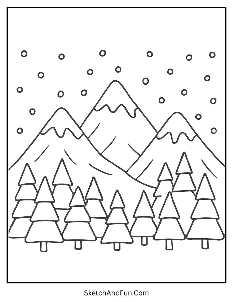 Christmas coloring pages mandala designs snowy mountain peaks
