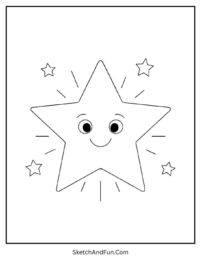 Smiling star shining bright as easy coloring sheets download pdf.