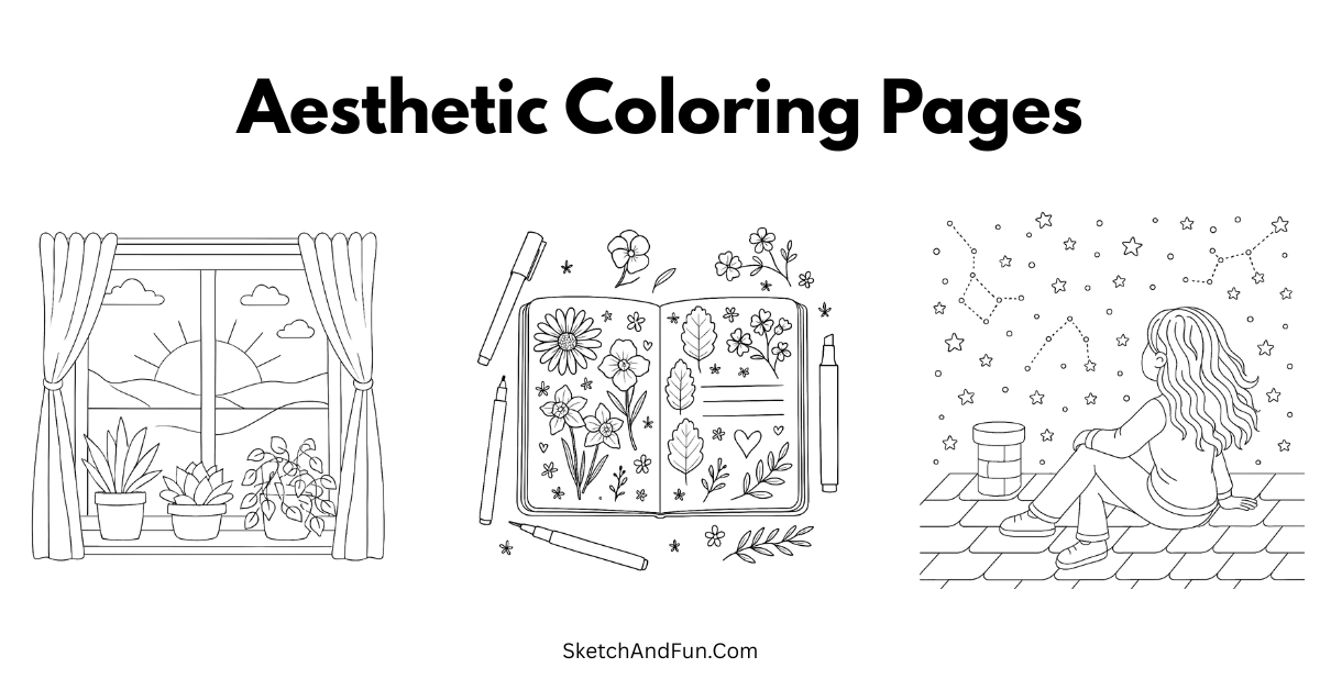 Free Aesthetic Coloring Pages For KIds
