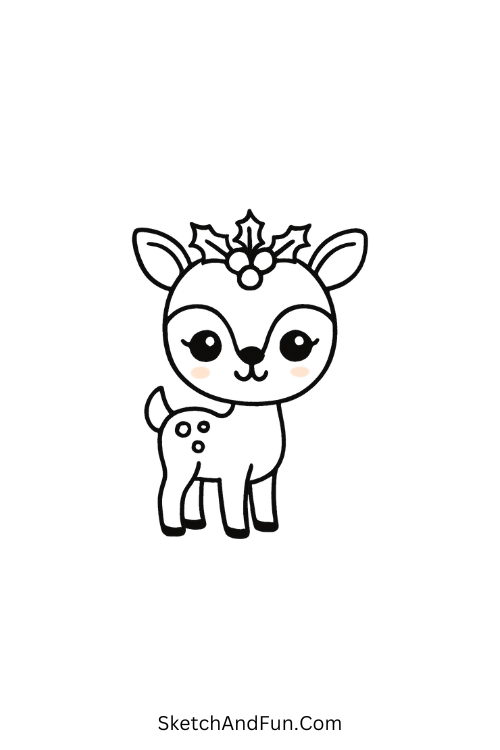 Christmas illustration ideas showing a baby deer with a holly crown.