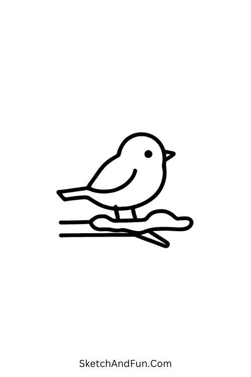 Tiny bird resting on snowy twig, calm and sweet for Christmas art lovers.