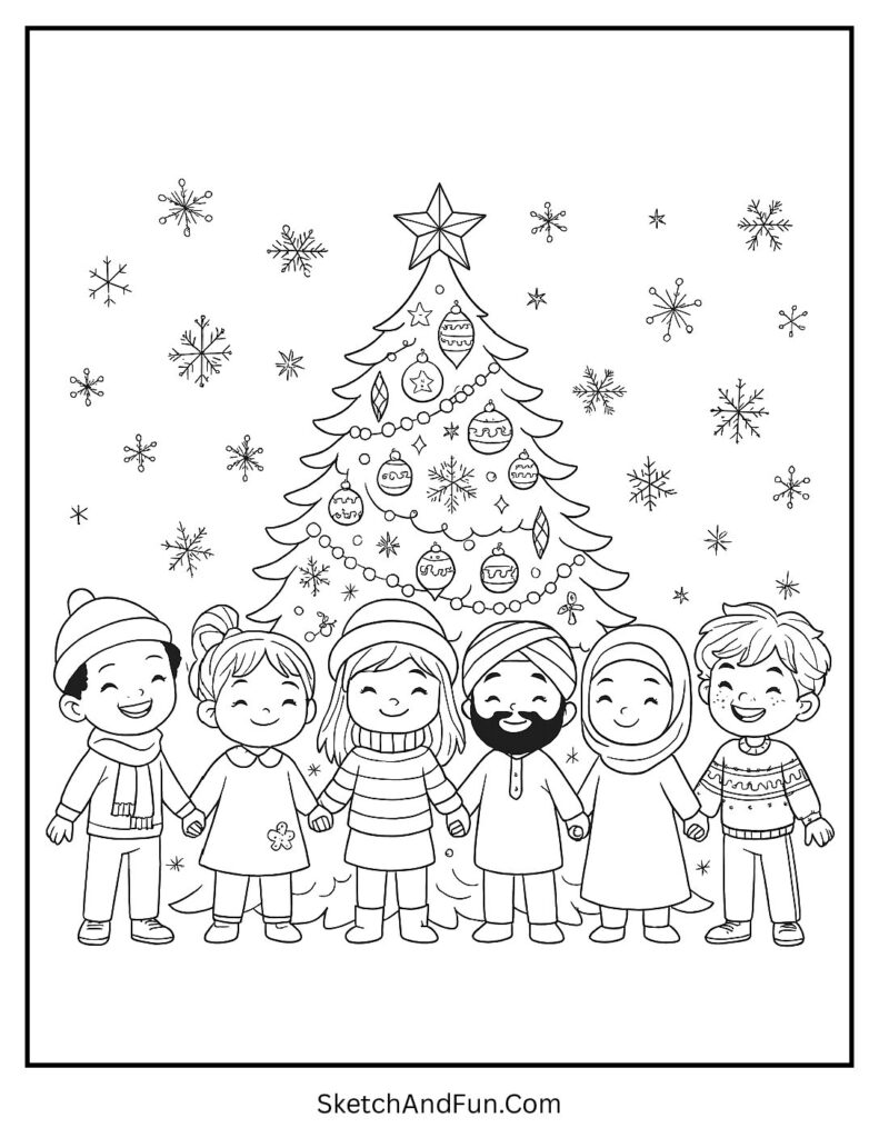 Christmas Tree of Friendship Coloring Page pdf