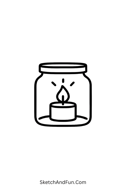 Little glowing jar of light, perfect for cozy Christmas drawing sets.