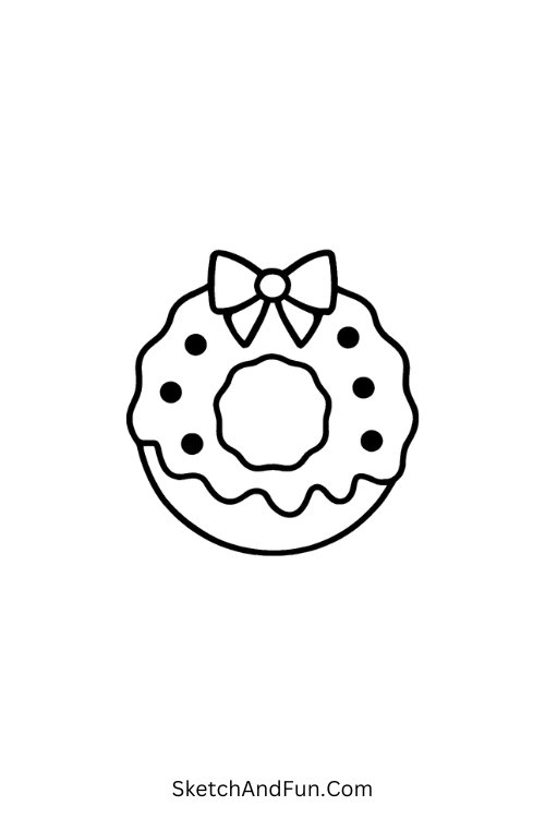 Donut with green icing, yummy and colorful for fun holiday drawing ideas.
