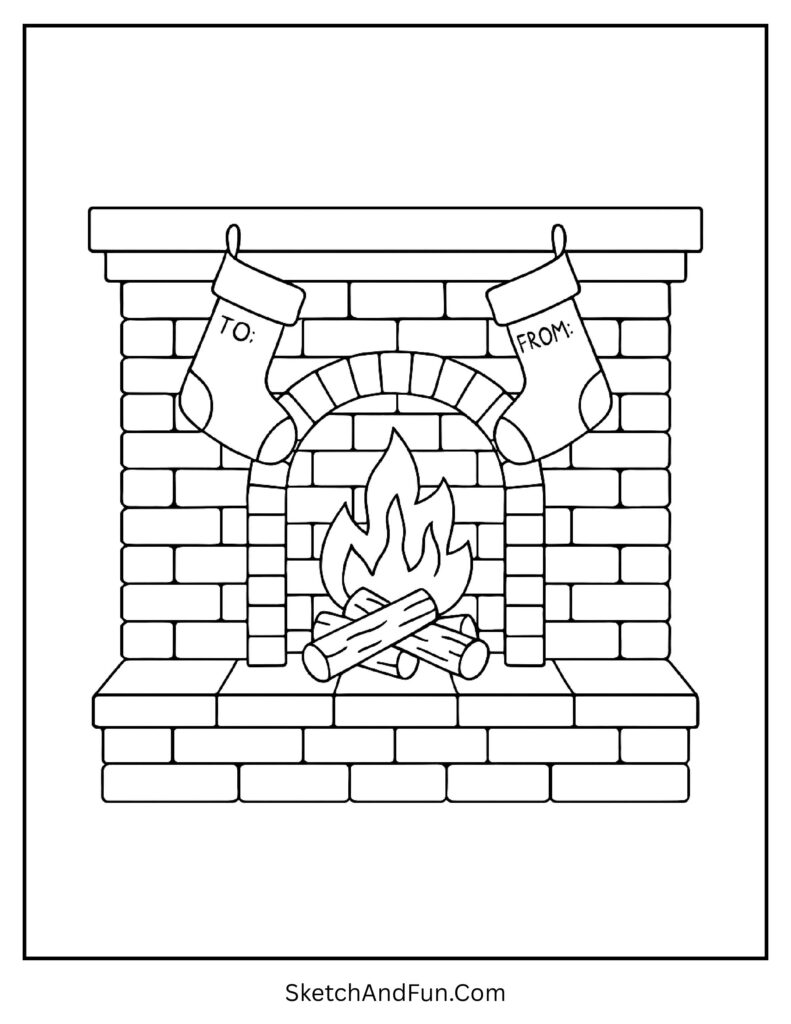 Christmas gift tag coloring printable pdf instant download with stockings.