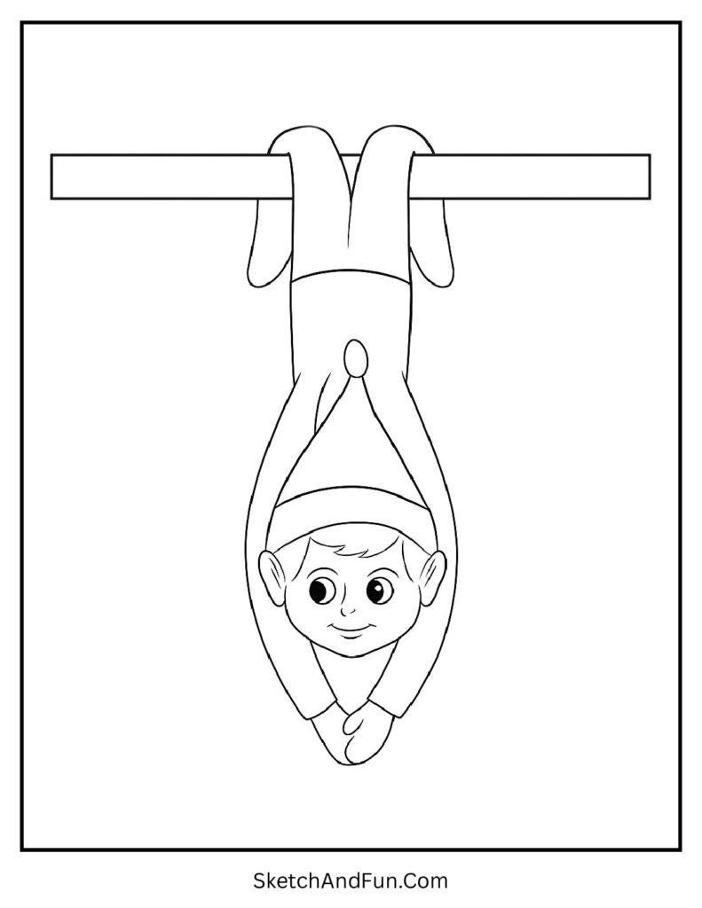 Elf upside down on shelf in elf on the shelf coloring pages cute collection.