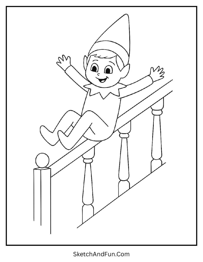 Elf sliding stair rail in elf on the shelf coloring pages pdf download.