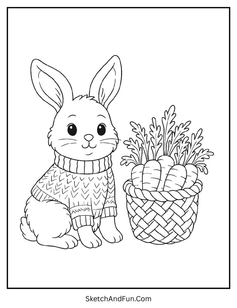 Bunny in sweater from cozy coloring pages animals