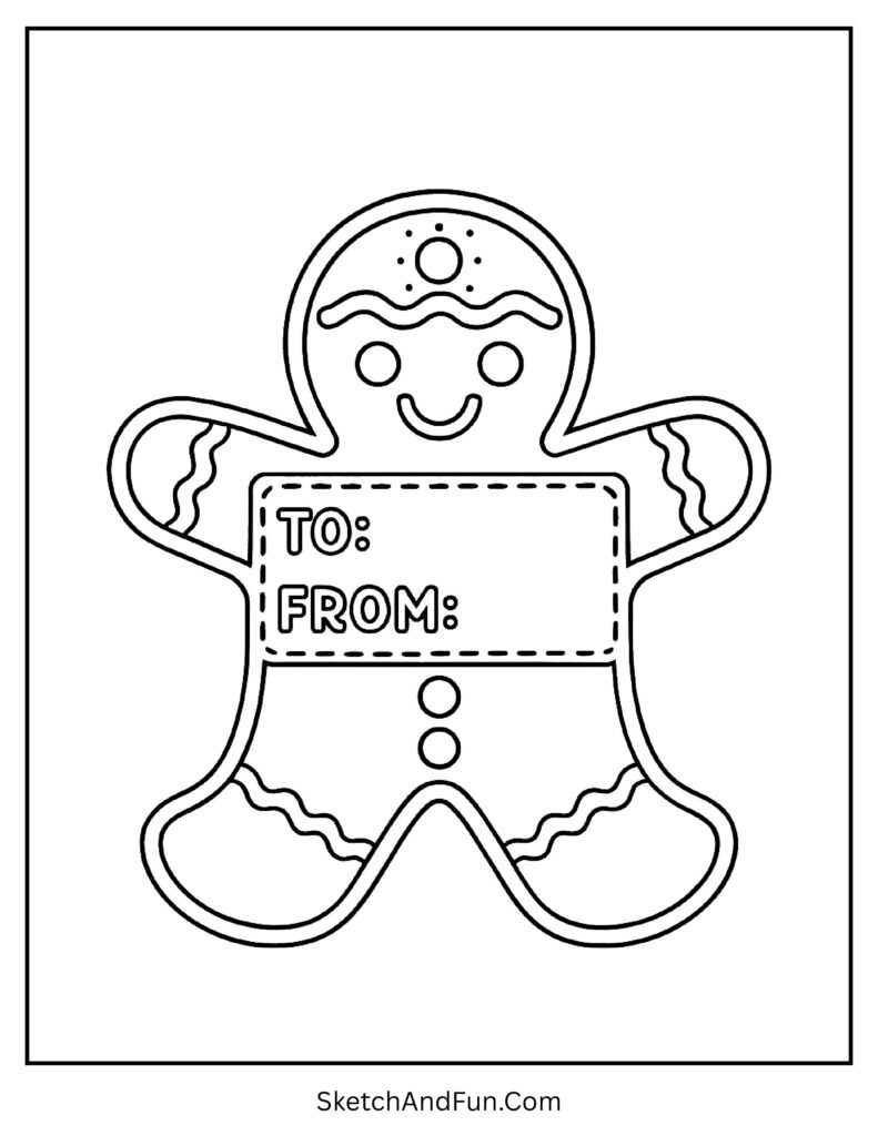 DIY Christmas gift tags to color with cute cookie-style outlines