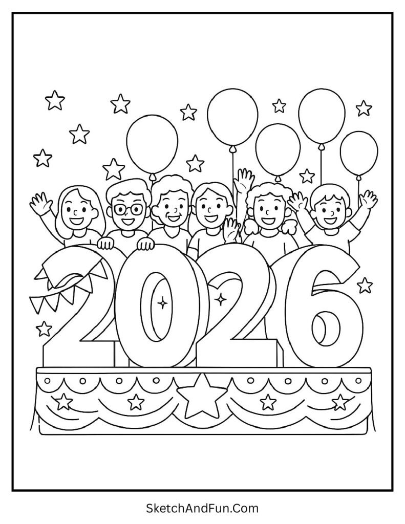 Parade float shaped 2026 – new year coloring pages classroom activity