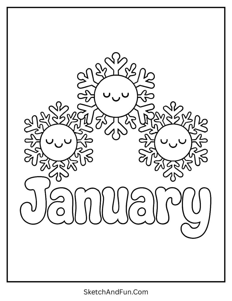Smiling snowflakes in january colouring pages map australia day january fun.