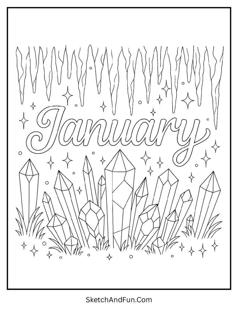 Sparkling icicles hanging in january coloring sheet color by number winter page.