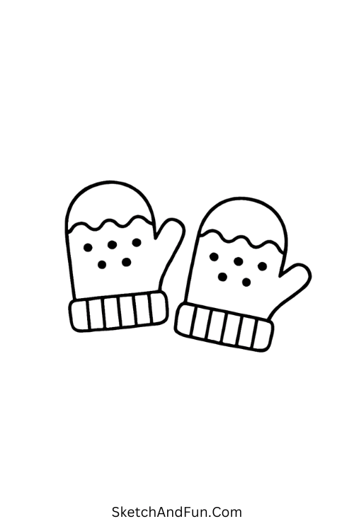 Christmas coloring drawing ideas with two mittens side by side.