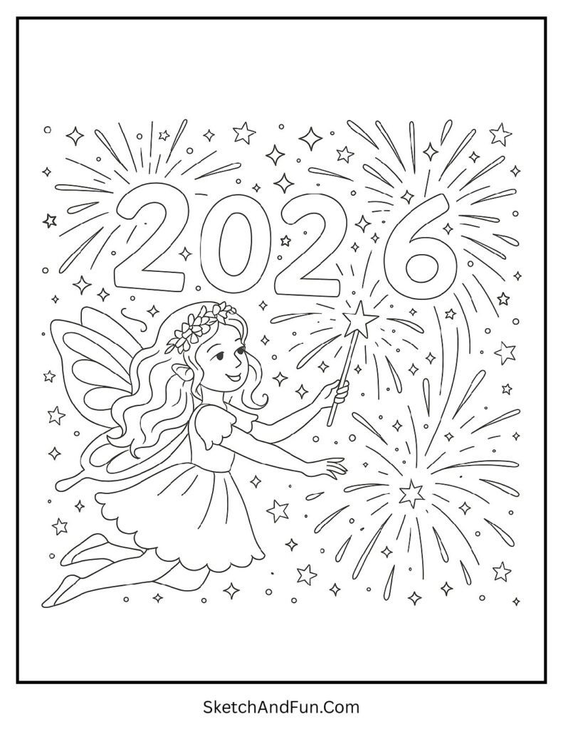 Fairy with magic wand – new year coloring pages kindergarten free