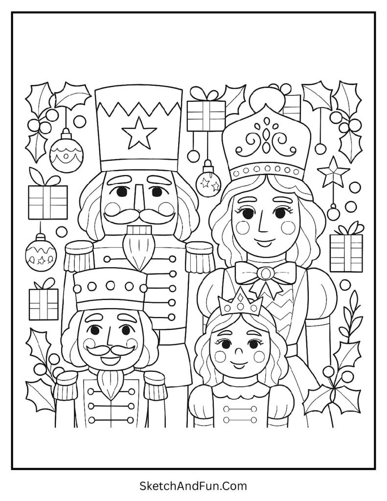 Nutcracker family posing together from nutcracker coloring pages sugar plum fairy.
