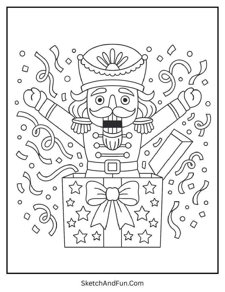 Nutcracker jumping from gift box from nutcracker coloring pages ballet characters.