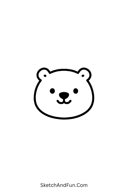 Round bear face with small ears, cute and easy for winter Christmas art.