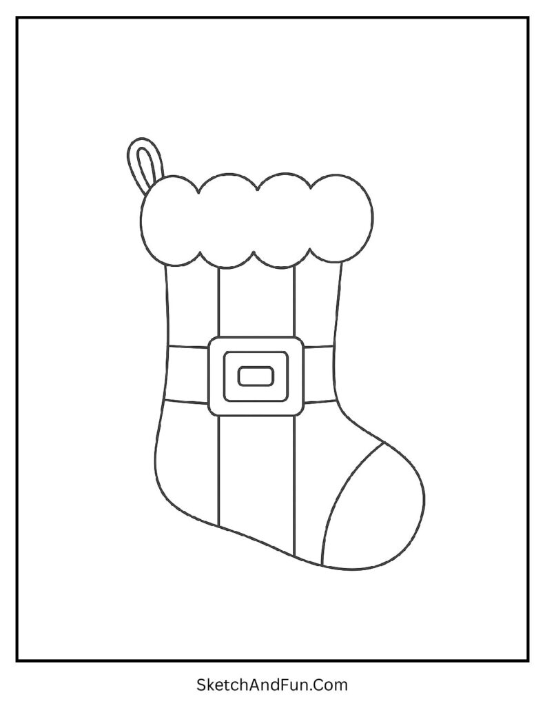 Santa Belt Stocking – Christmas stocking coloring pages to print designed like Santa’s red suit.