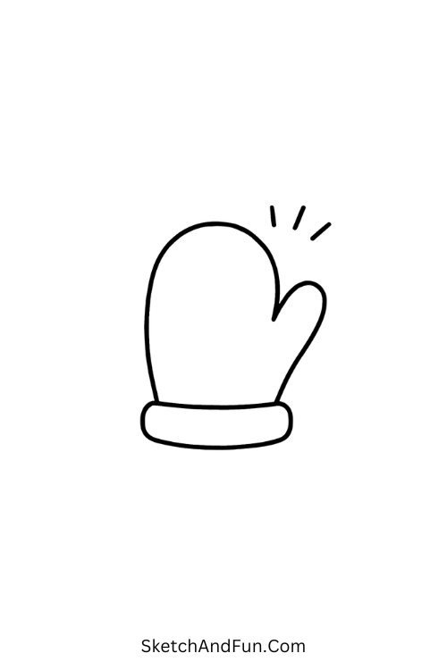 Mitten waving hello, simple and cute for Merry Christmas drawing art.