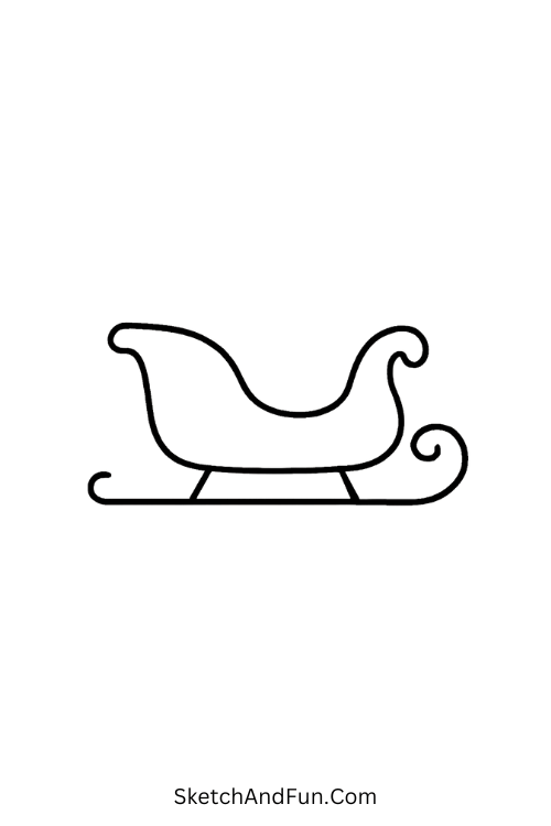 Curved sleigh ready for gifts, simple and fun for beginner Christmas sketches.