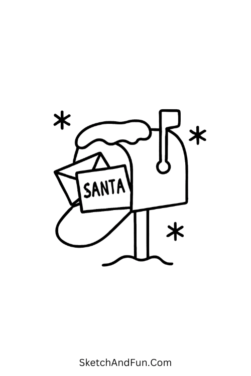 Mailbox full of letters, festive and cute for printable Christmas art.