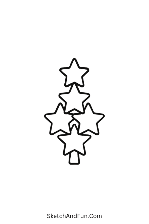 Christmas drawing challenges showing tiny stars stacked like a Christmas tree.