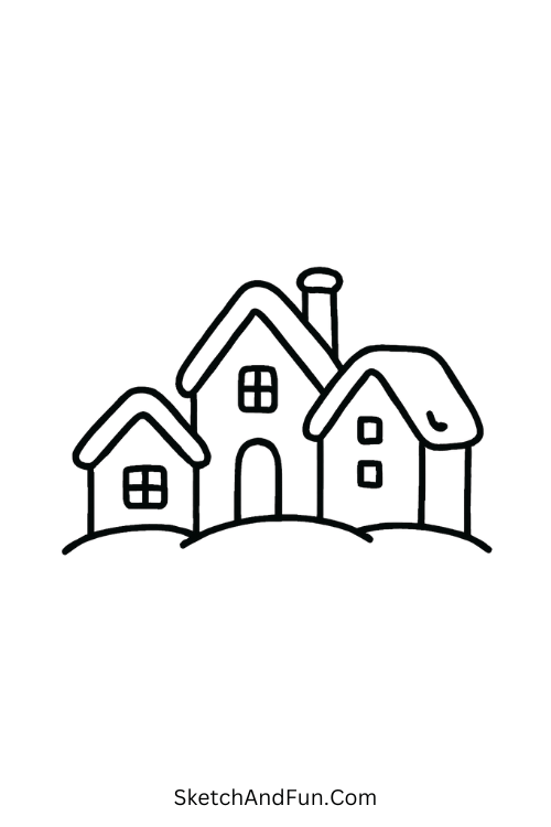 Small snowy houses, adorable and classic for Christmas house art.