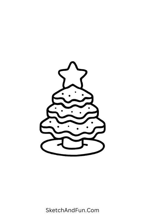 Cookies stacked like tree, cute and festive for Christmas art pages.