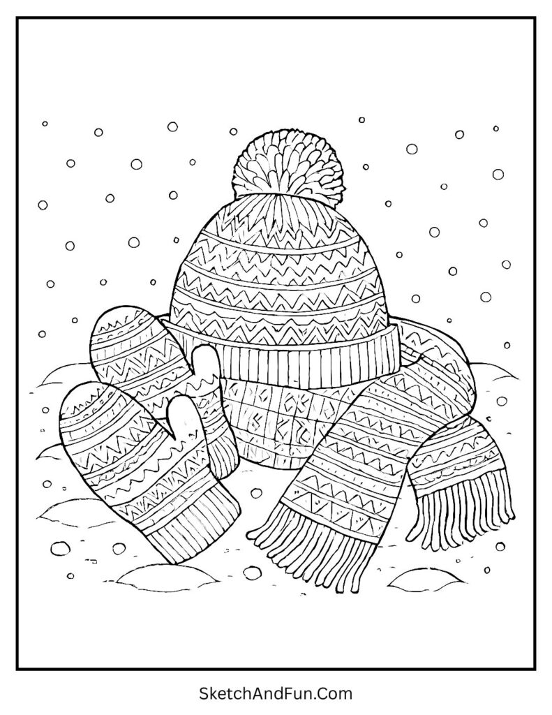Mittens and scarf set from cozy coloring pages simple designs