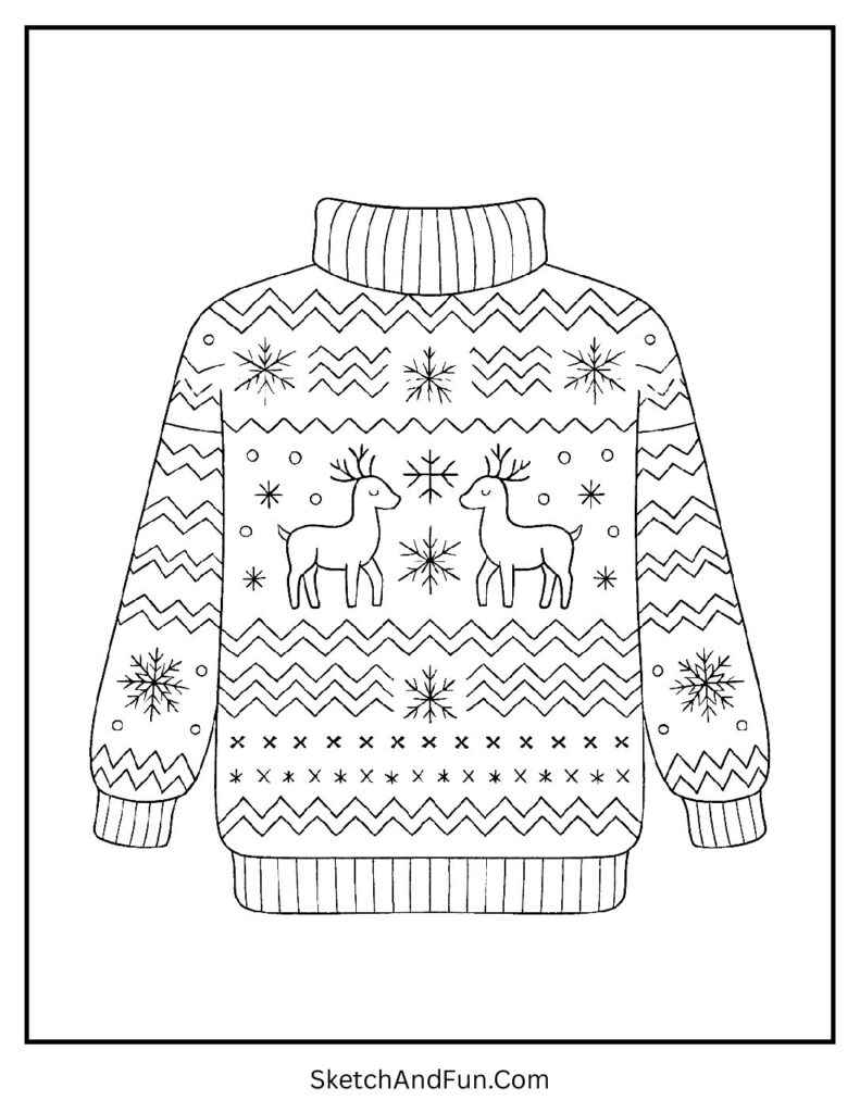 Sweater with festive zigzags for winter patterns coloring pages.
