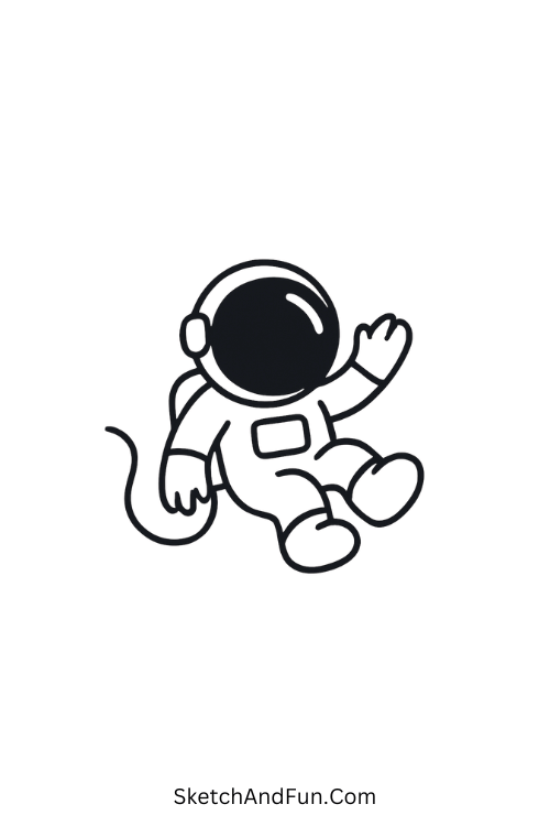 Best cool drawing ideas – Astronaut floating calmly in space.