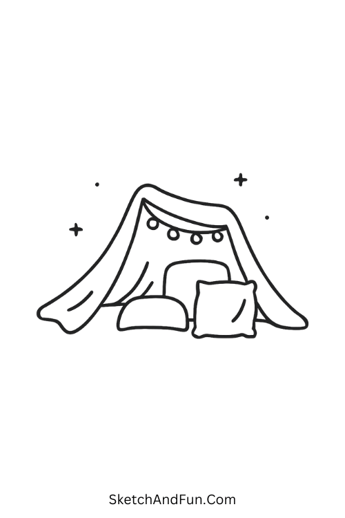 Blanket Fort for cozy drawing ideas aesthetic easy glowing.