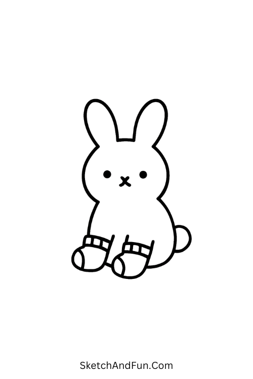 Bunny in Socks for cozy easy sketches for kids tiny socks.