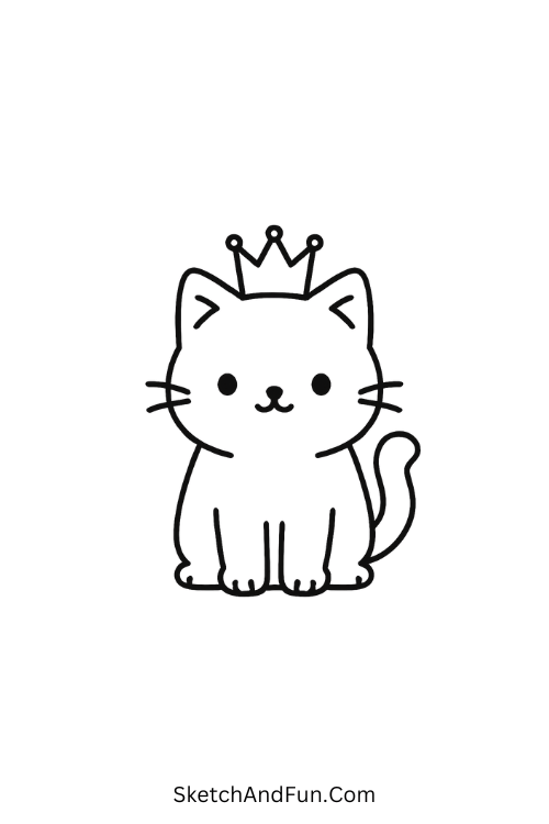 Cool drawing ideas fantasy animals – Cat wearing crown looking royal.
